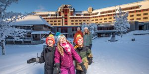 Family enjoying winter at Alyeska